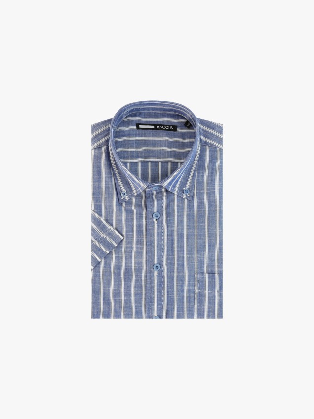 Camisa de Manga Curta �s Riscas