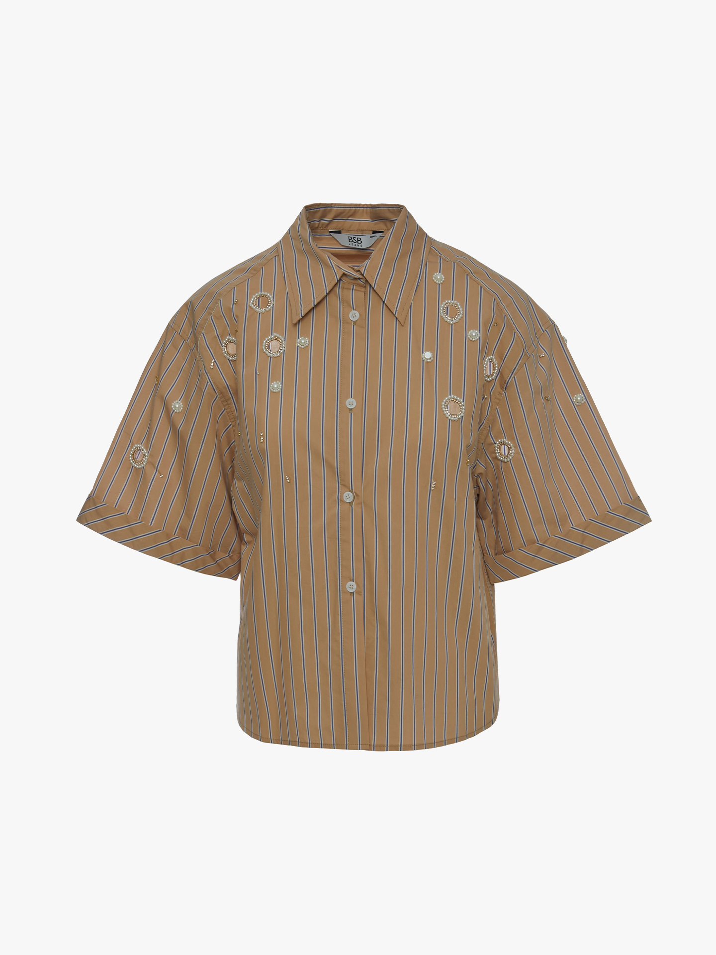 Camisa às Riscas com Aplicações