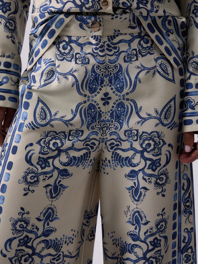 Calças de Perna Larga com Estampado