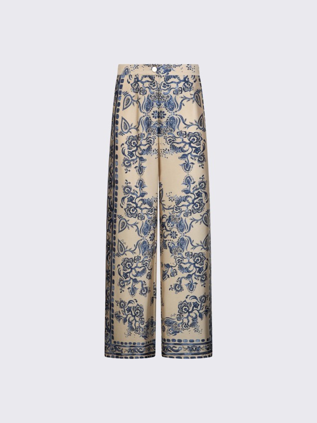 Calças de Perna Larga com Estampado