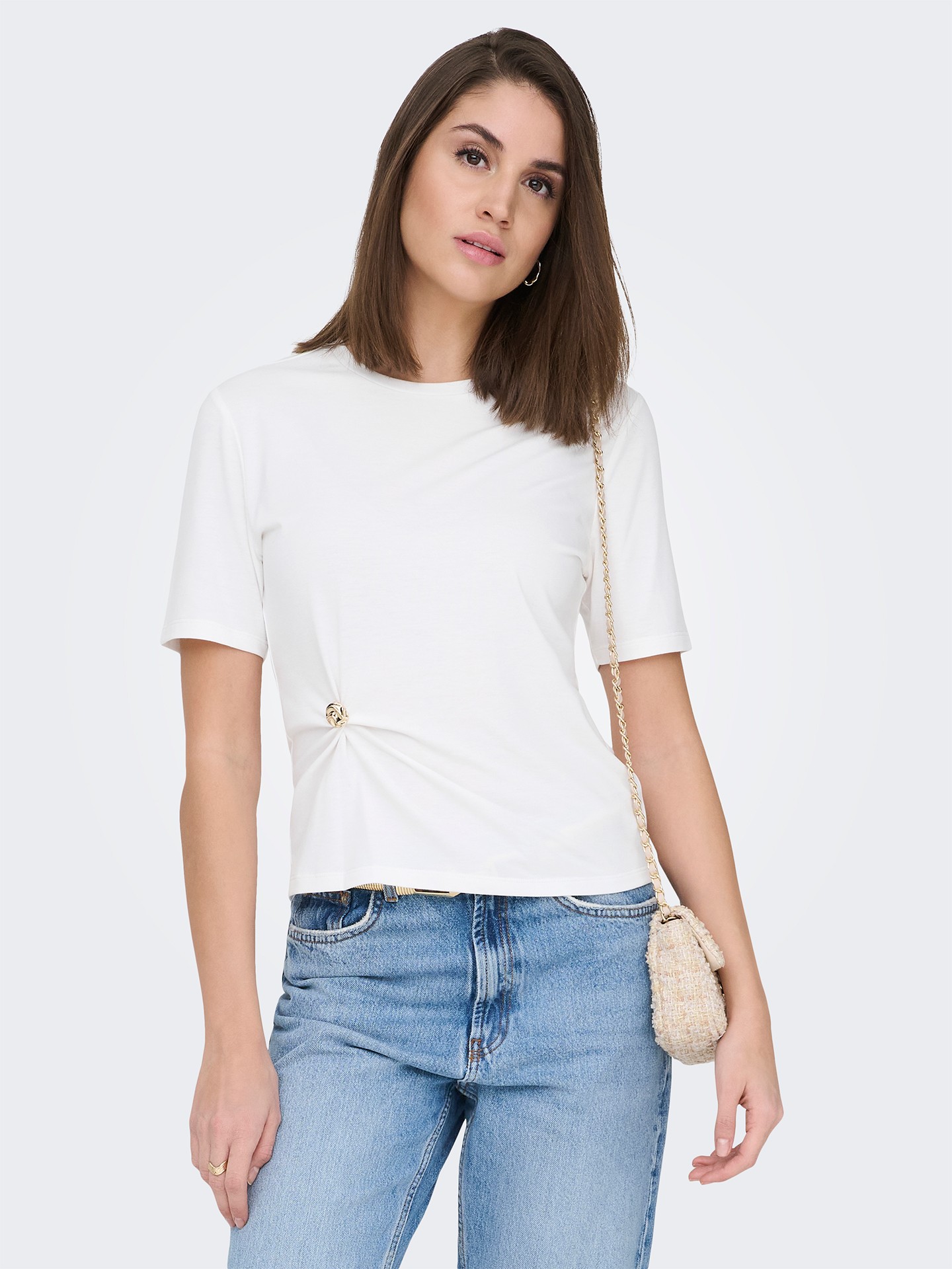 T-shirt Cropped com Detalhe Franzido