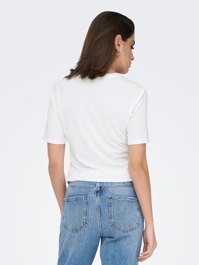 T-shirt Cropped com Detalhe Franzido