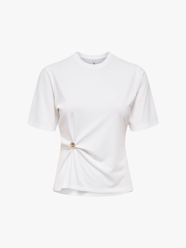 T-shirt Cropped com Detalhe Franzido