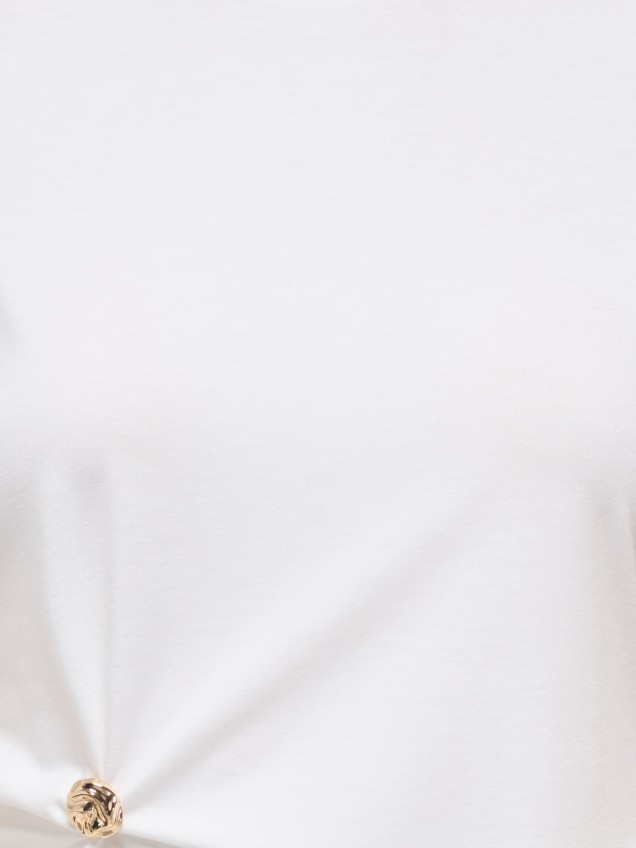T-shirt Cropped com Detalhe Franzido