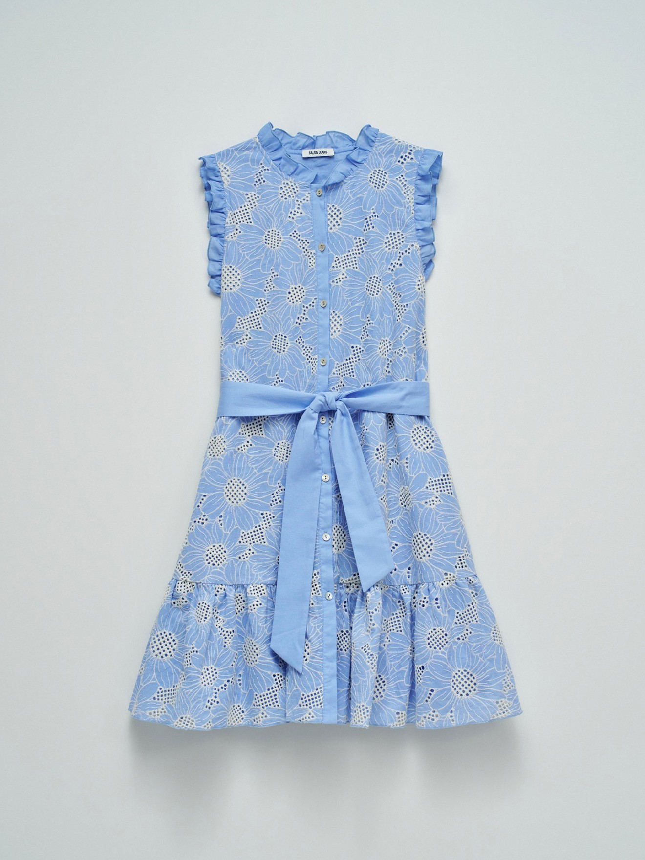 Vestido Curto com Bordado Ingl�s