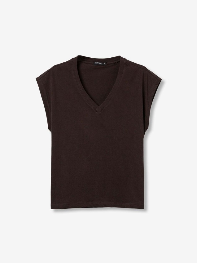 T-shirt com Decote em V