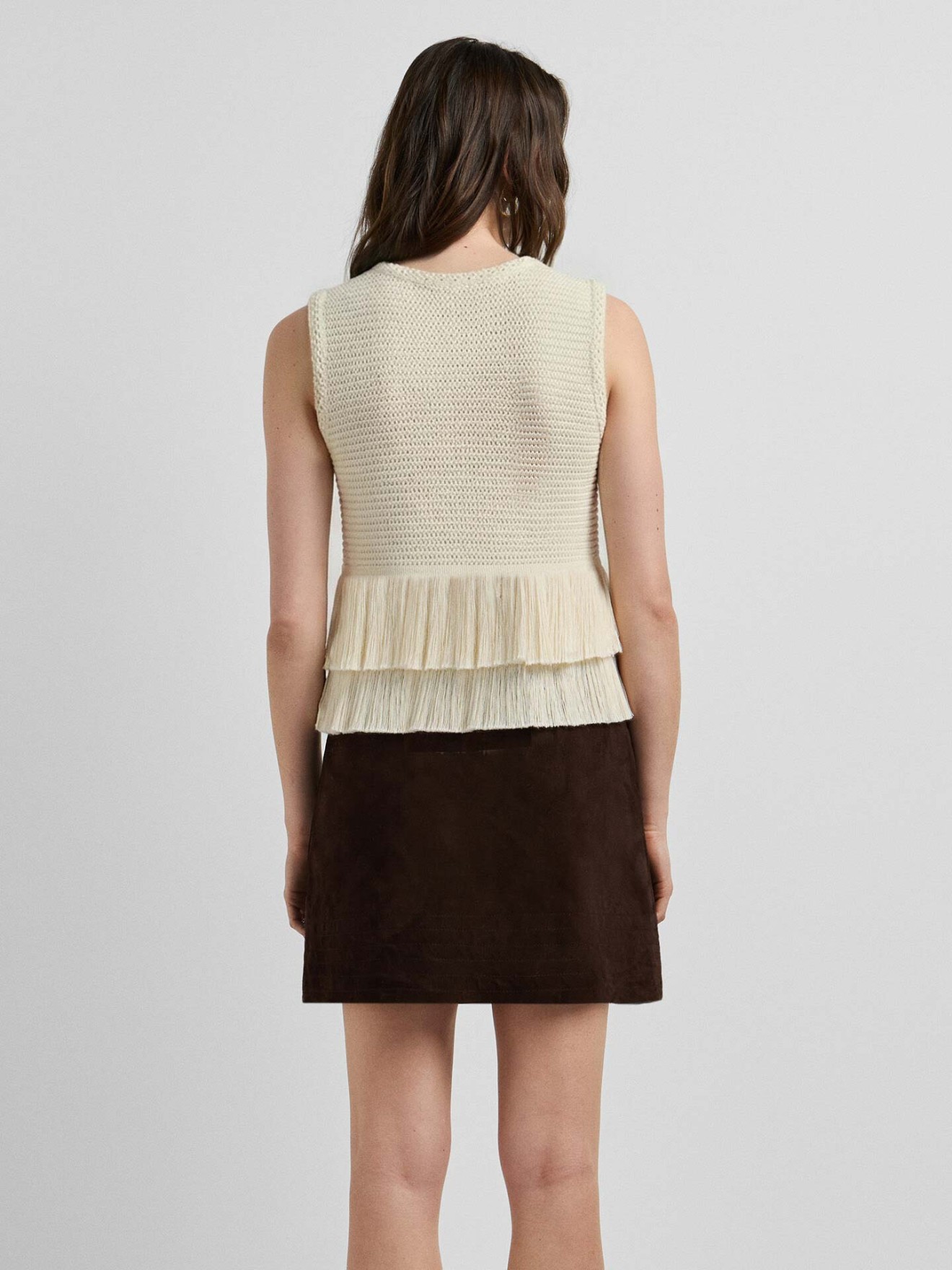 Colete de Crochet com Franjas
