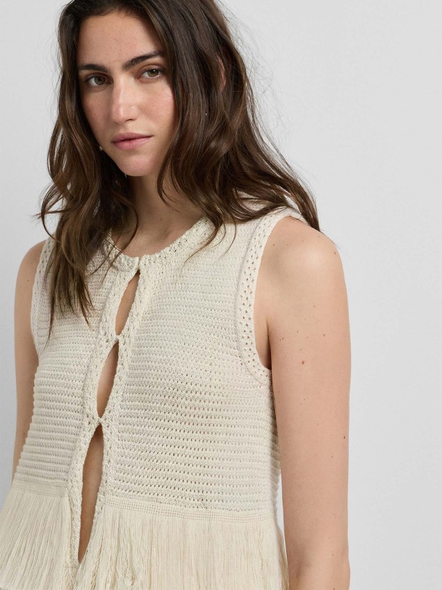 Colete de Crochet com Franjas