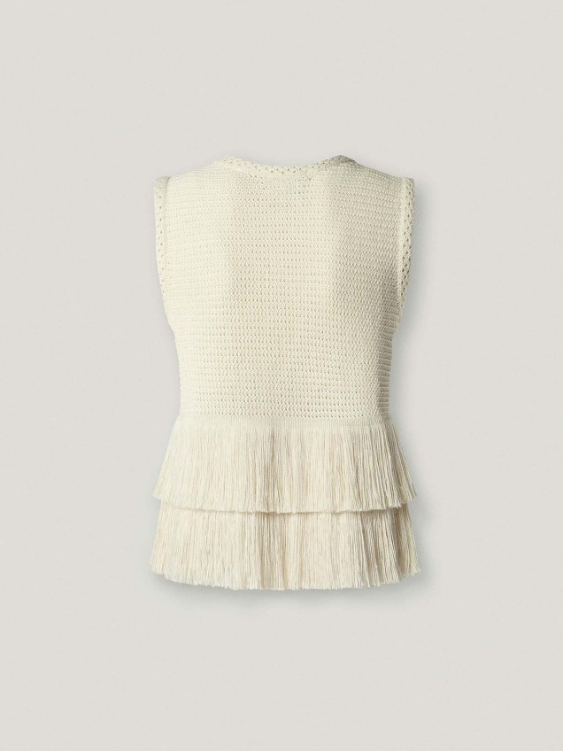 Colete de Crochet com Franjas