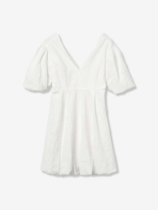 Vestido Curto com Bordado Floral