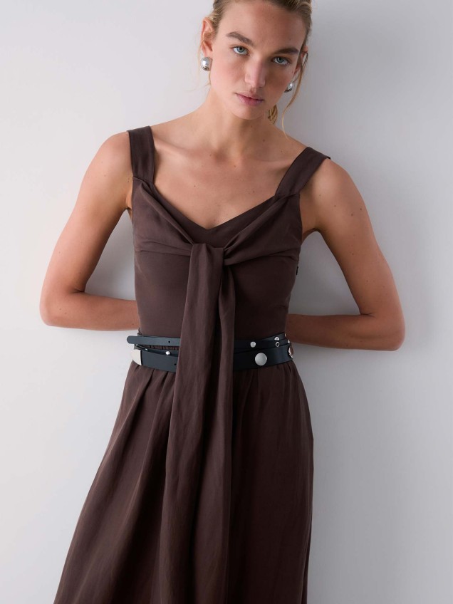 Vestido Comprido com Laço nas Costas