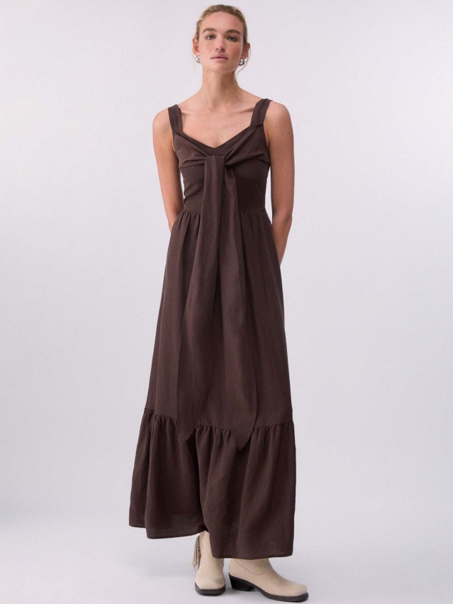 Vestido Comprido com Laço nas Costas