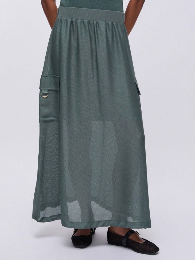 Saia Midi com Bainha Ajust�vel