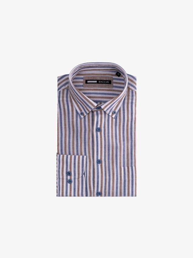Camisa �s Riscas Regular Fit