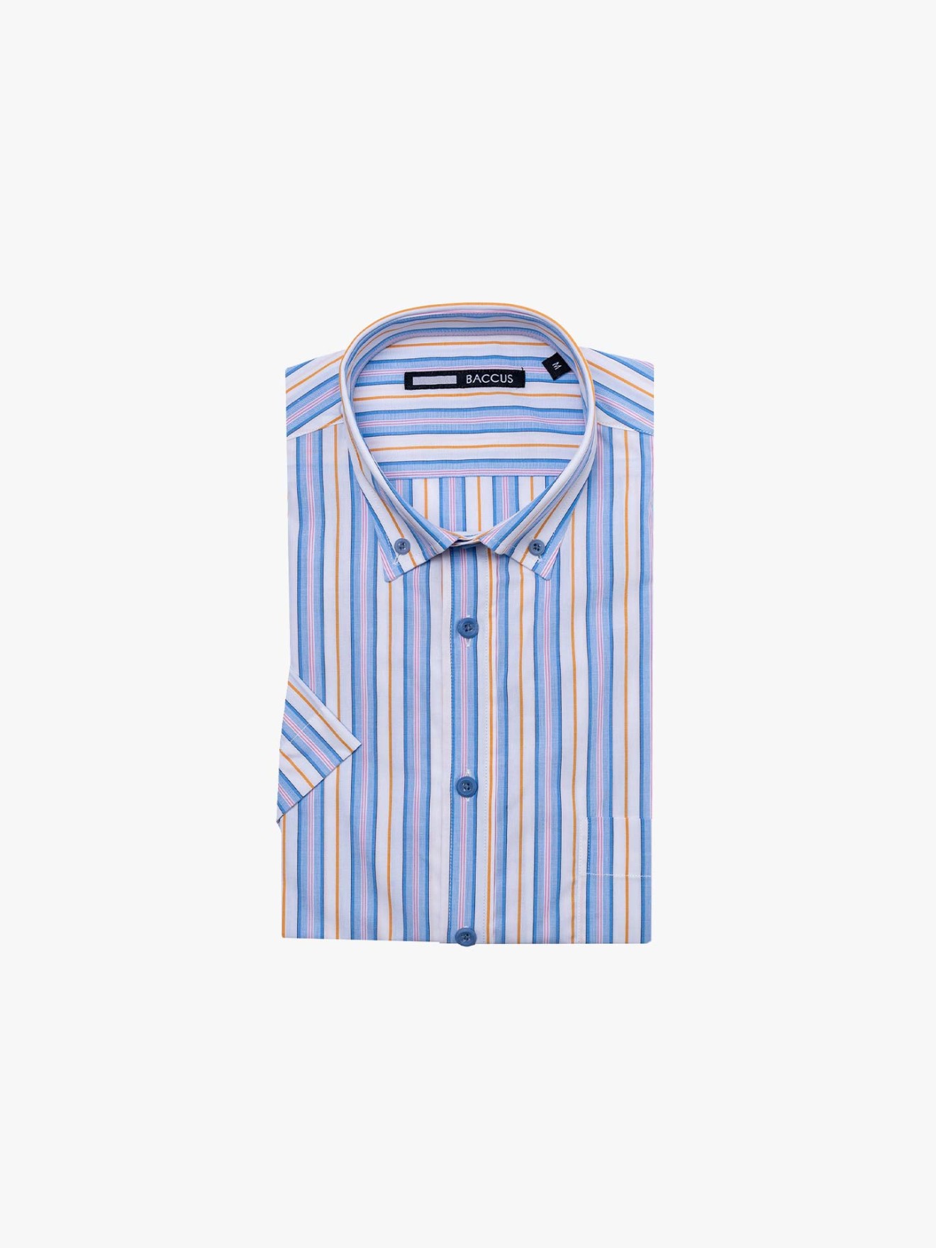Camisa �s Riscas com Bolso no Peito