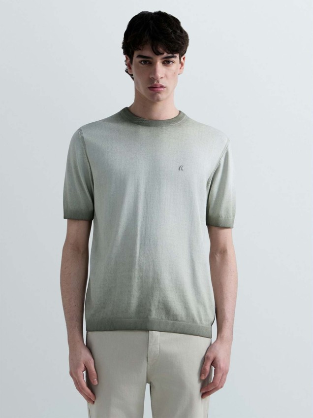T-shirt de Malha com Efeito Degrad�