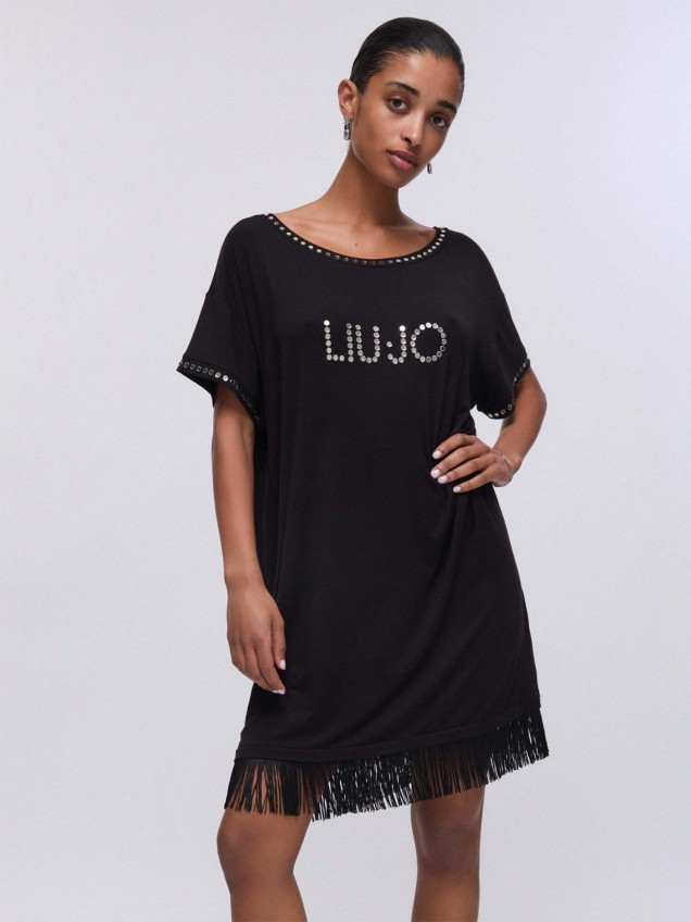 Vestido Curto com Franjas