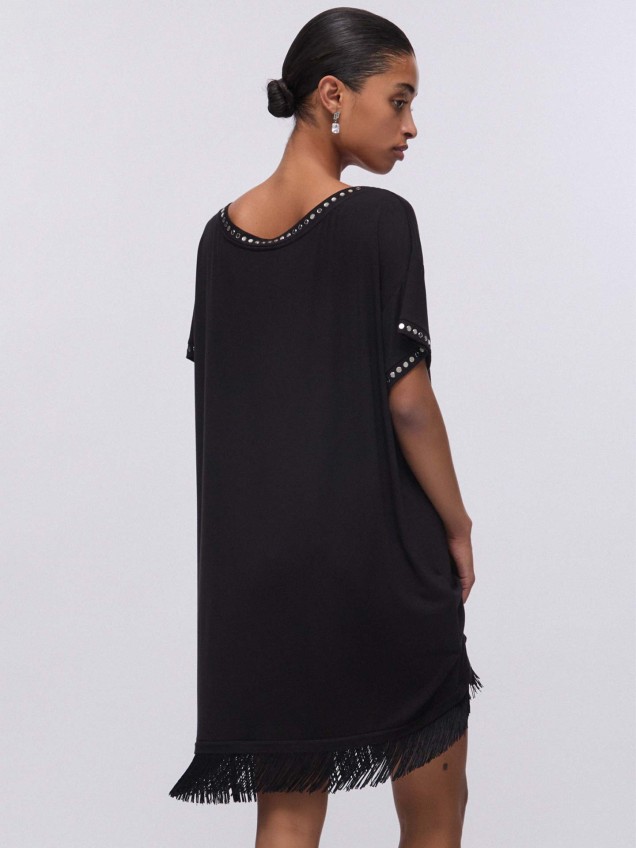 Vestido Curto com Franjas