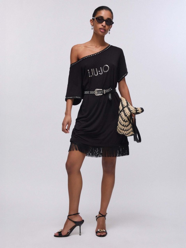 Vestido Curto com Franjas