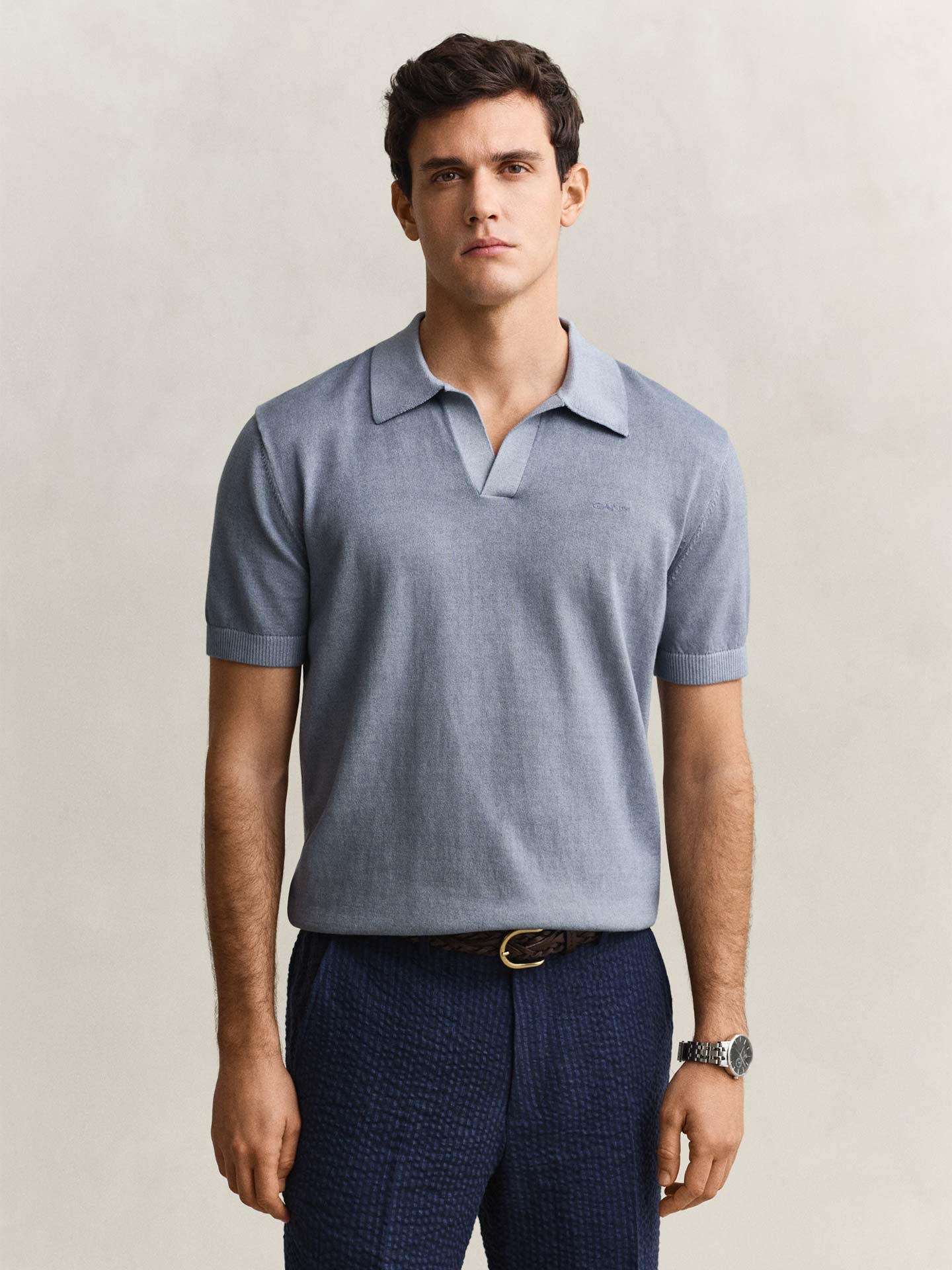 Polo de Malha com Gola Aberta