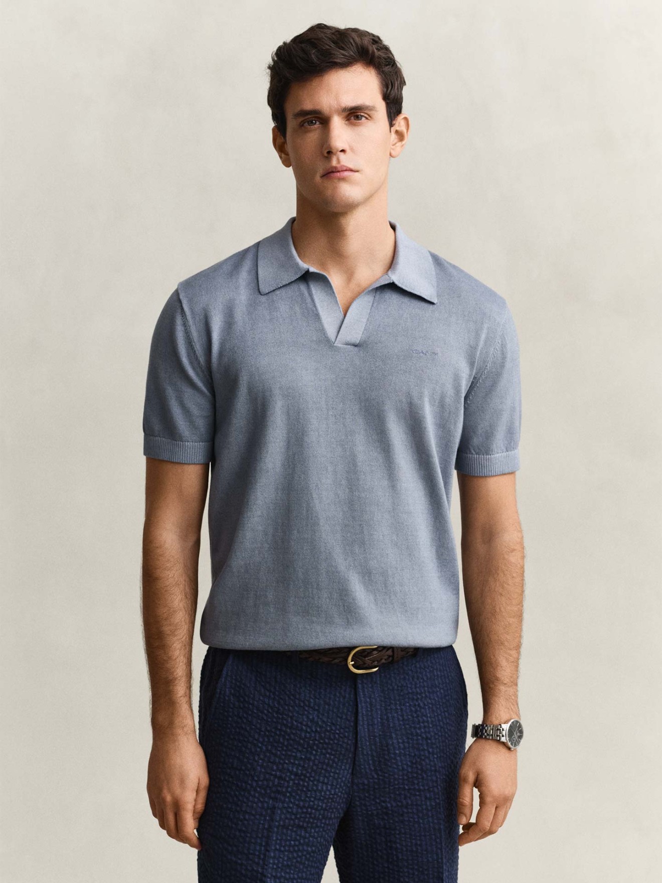 Polo de Malha com Gola Aberta