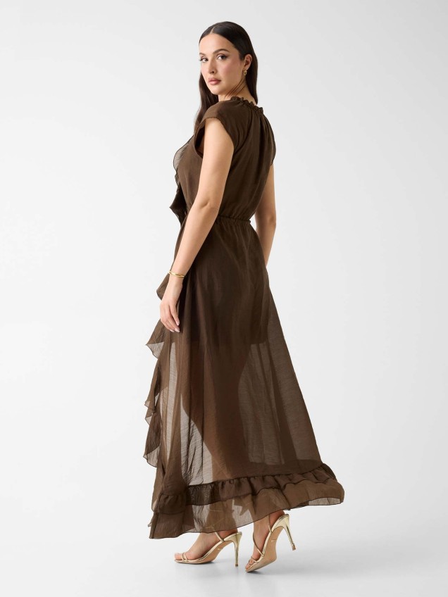 Vestido Franzido com Folhos