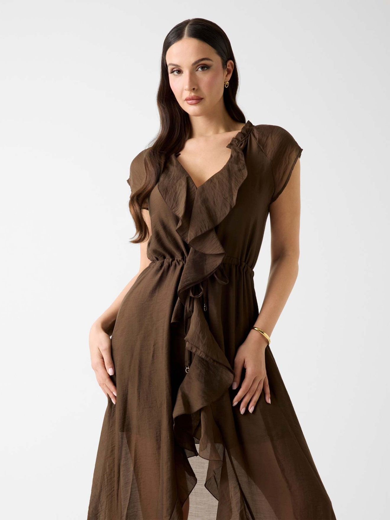 Vestido Franzido com Folhos