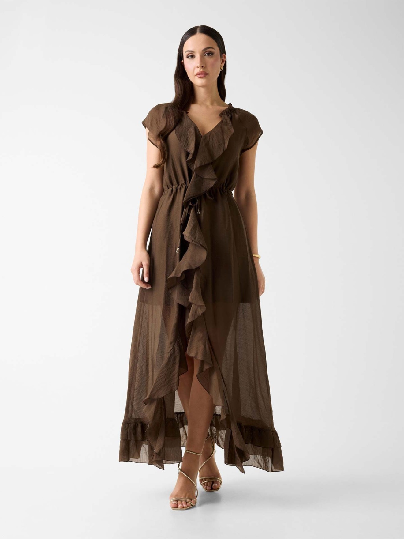Vestido Franzido com Folhos