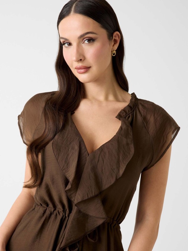 Vestido Franzido com Folhos
