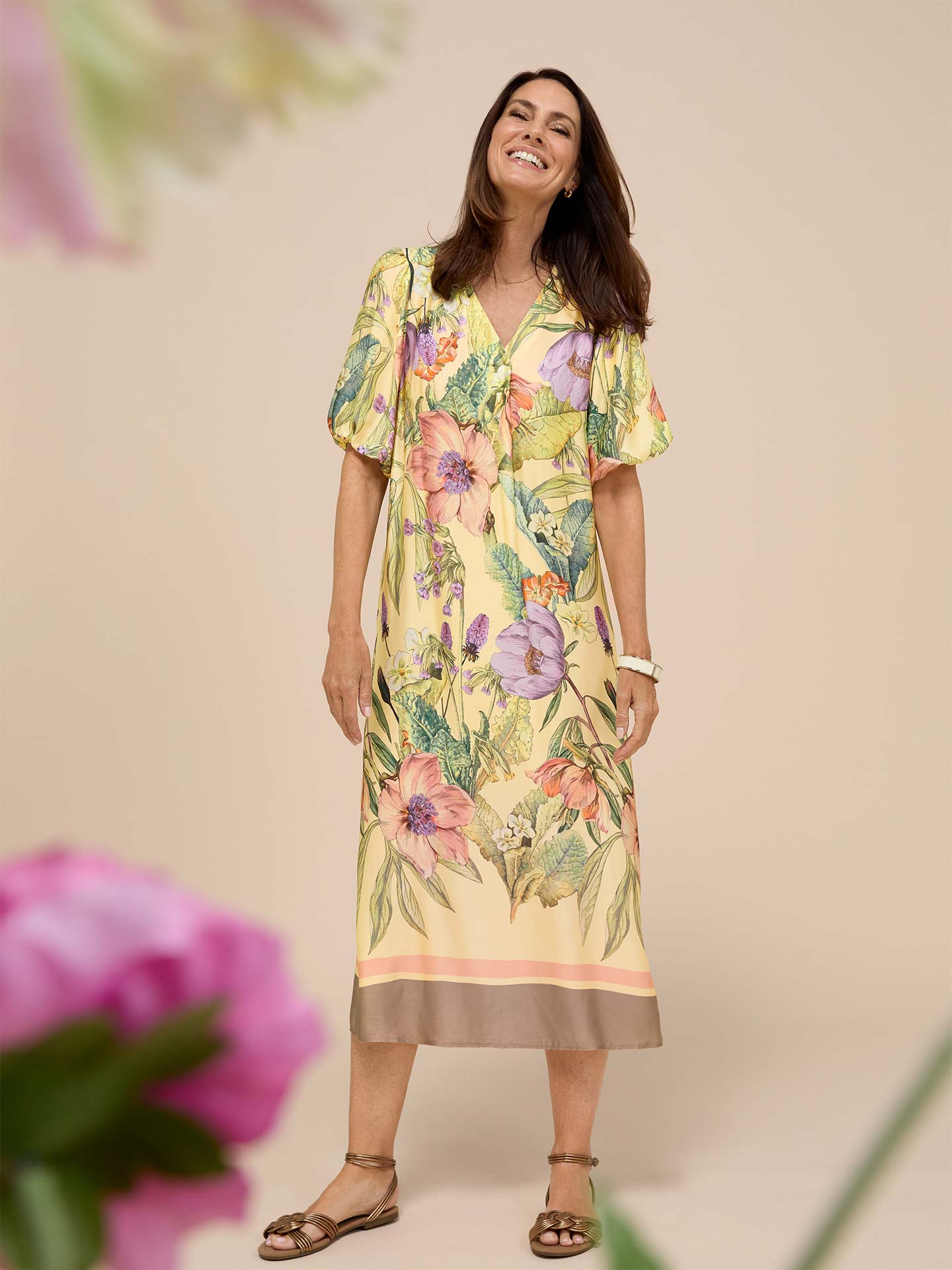 Vestido Midi Estampado ANNE
