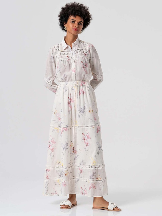Saia Comprida com Padrão Floral