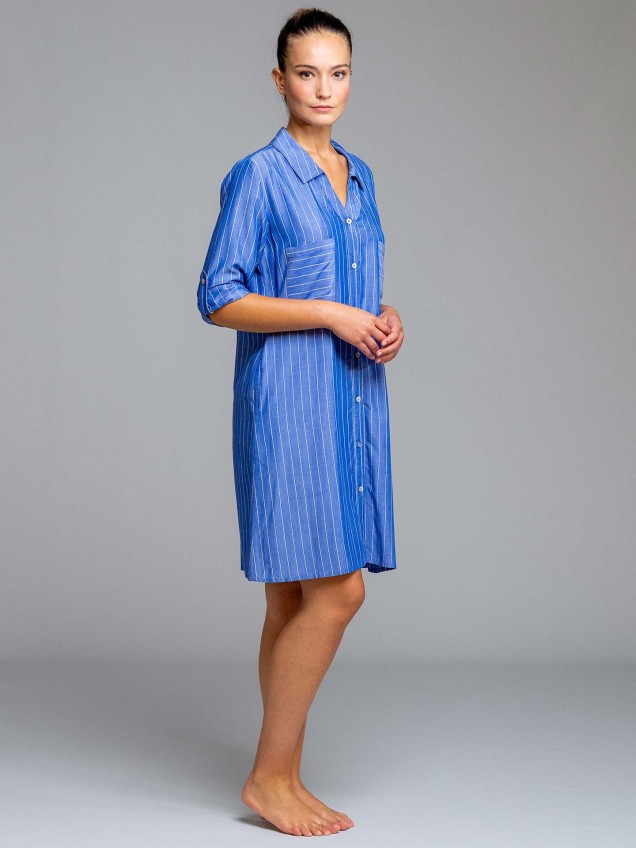 Vestido Camiseiro de Praia às Riscas