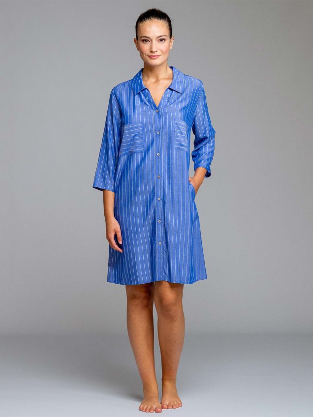 Vestido Camiseiro de Praia �s Riscas