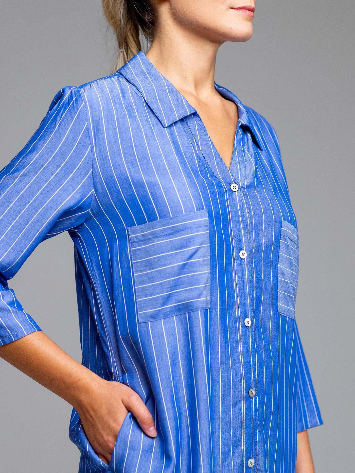 Vestido Camiseiro de Praia às Riscas