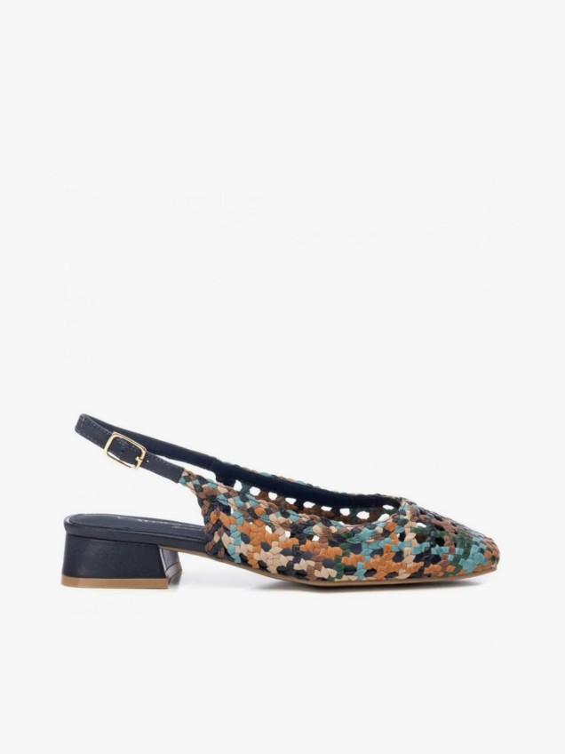 Sapatos Slingback Pele Entrelaçada