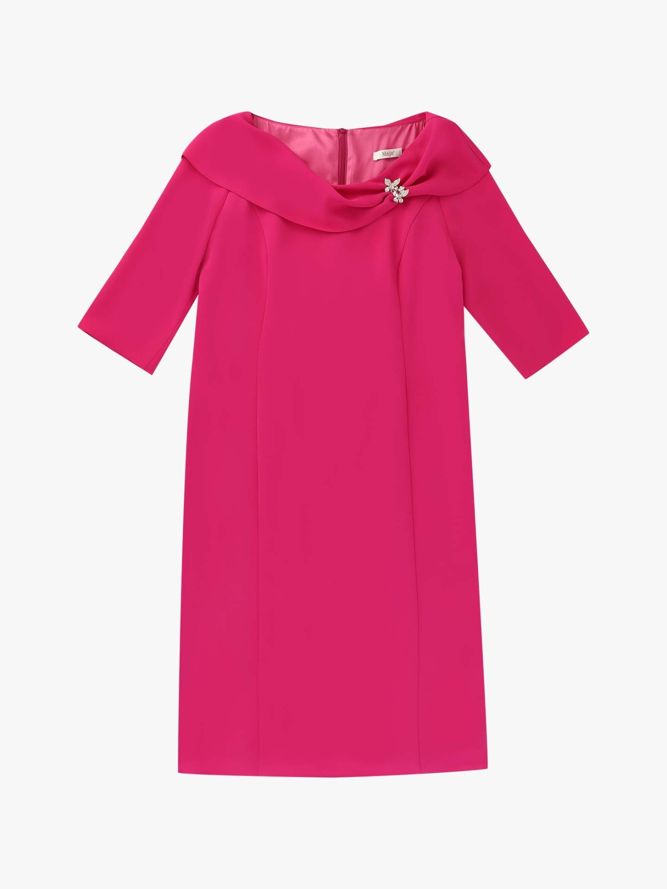 Vestido de Cerim�nia com Gola Drapeada