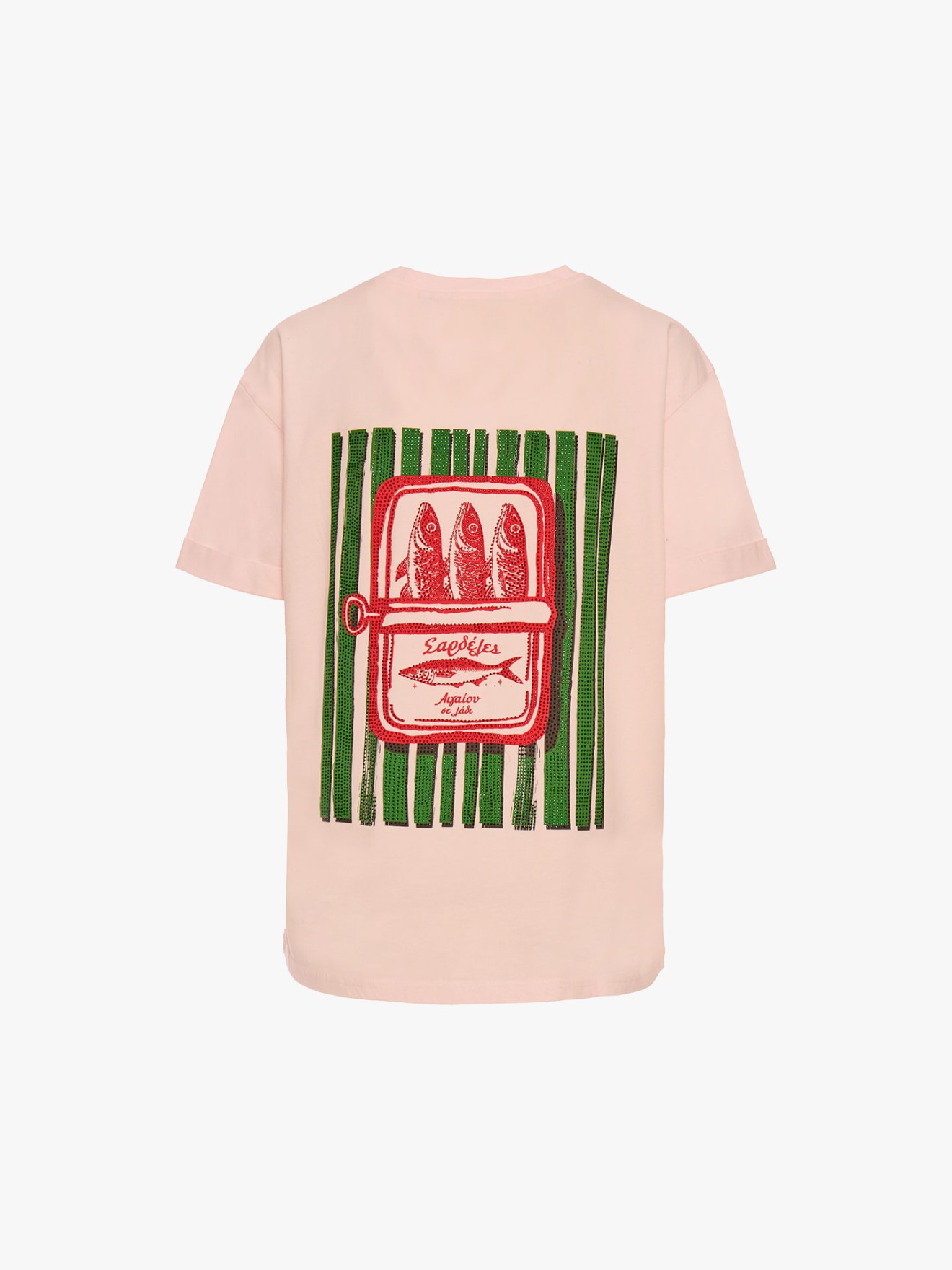 T-shirt Oversized com Estampado e Brilhantes