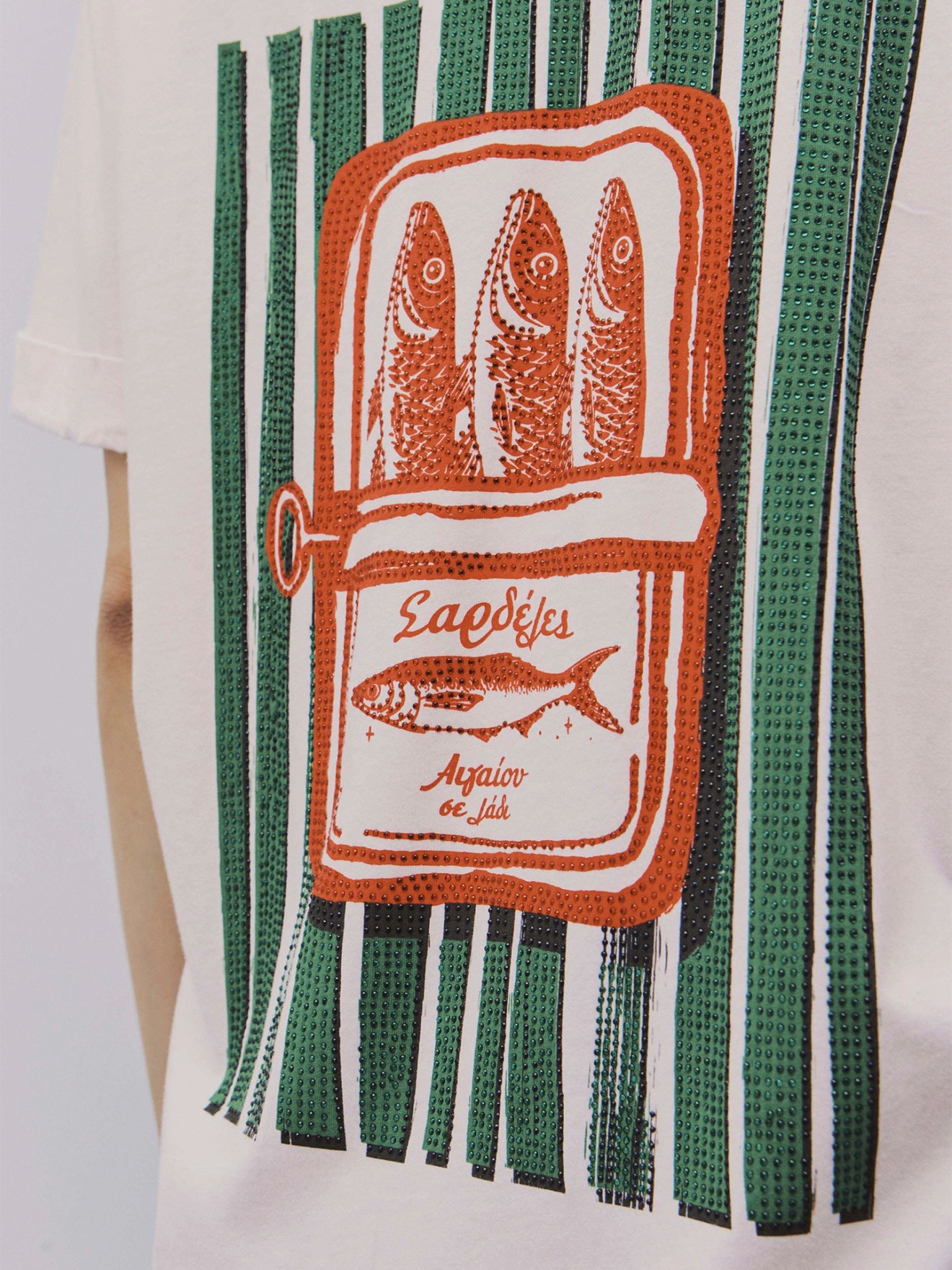T-shirt Oversized com Estampado e Brilhantes