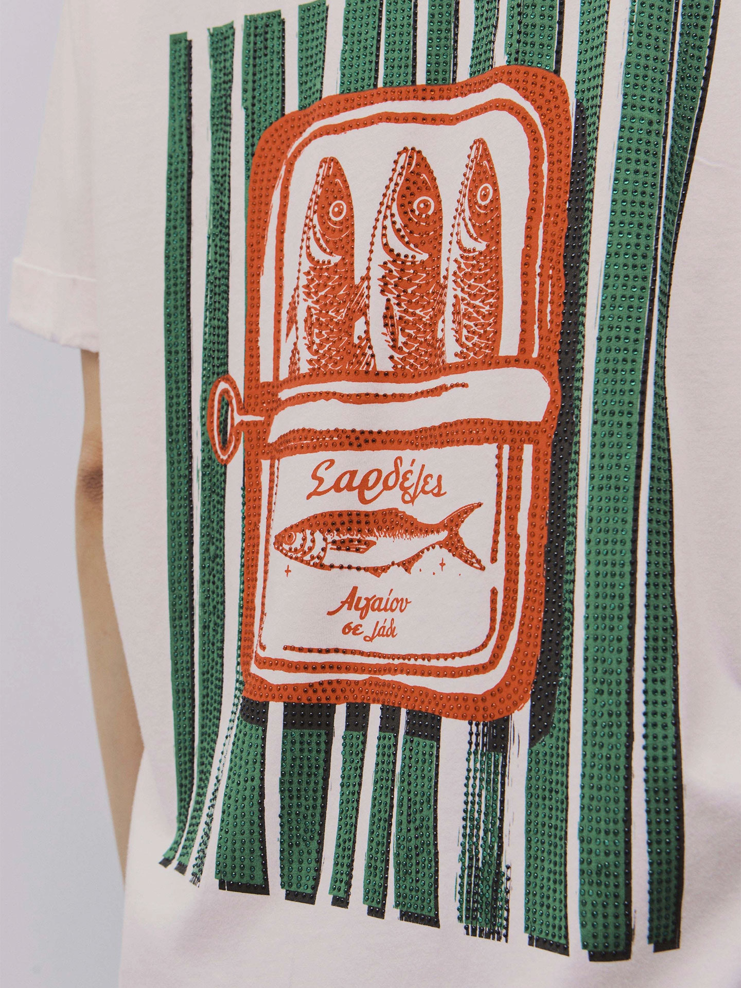 T-shirt Oversized com Estampado e Brilhantes