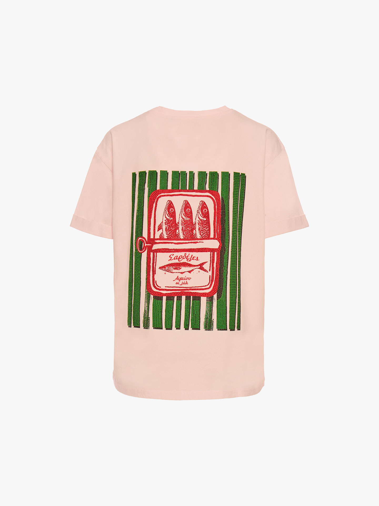 T-shirt Oversized com Estampado e Brilhantes