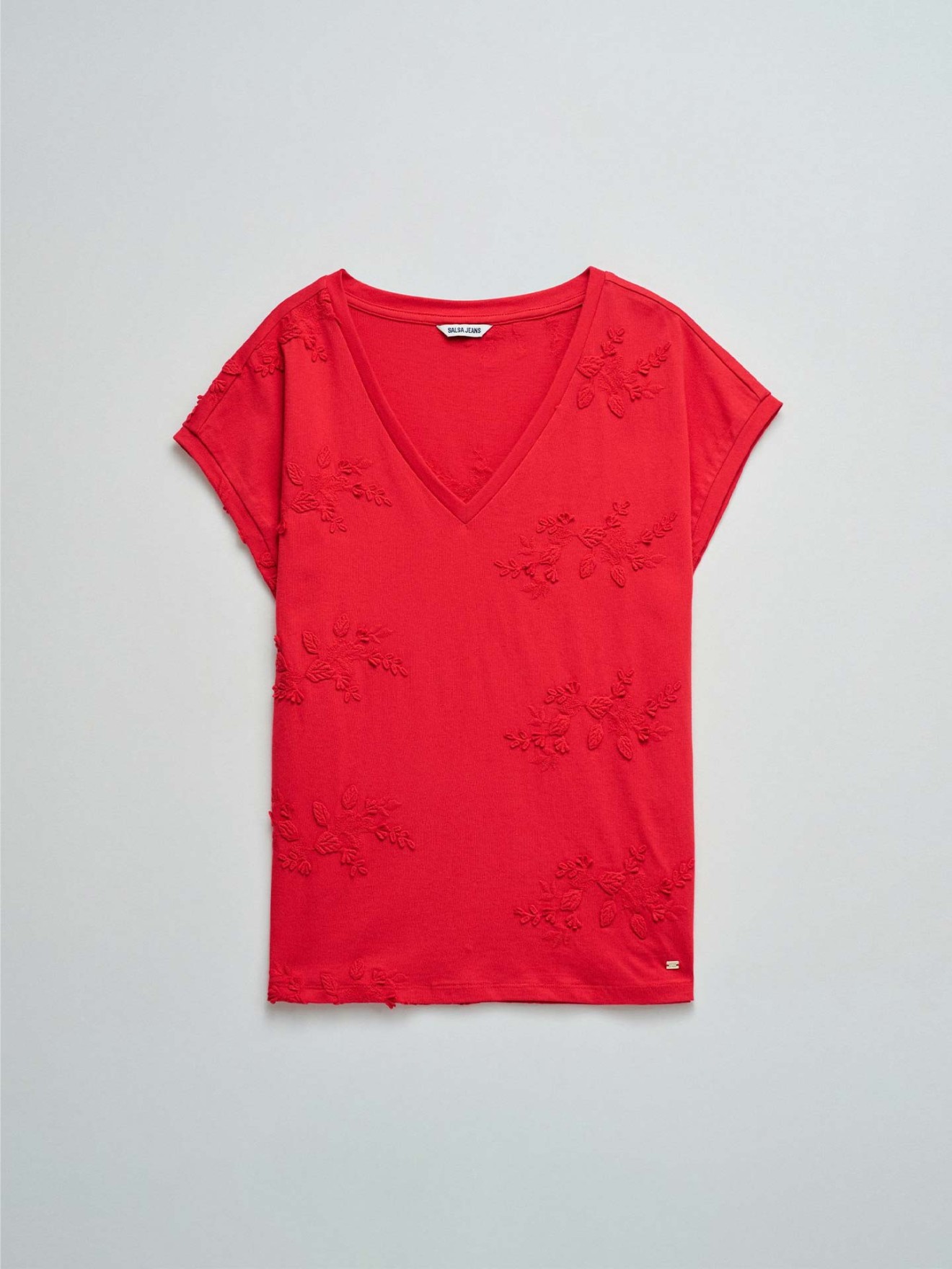 T-shirt com Bordados Florais