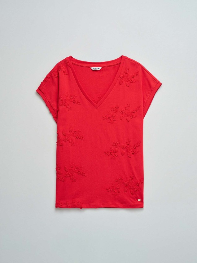 T-shirt com Bordados Florais