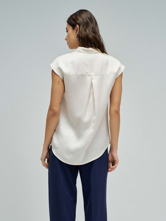 Camisa em Lightdenim sem Mangas