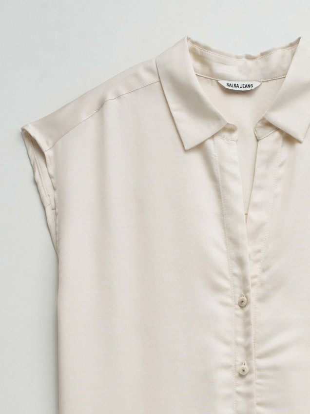 Camisa em Lightdenim sem Mangas