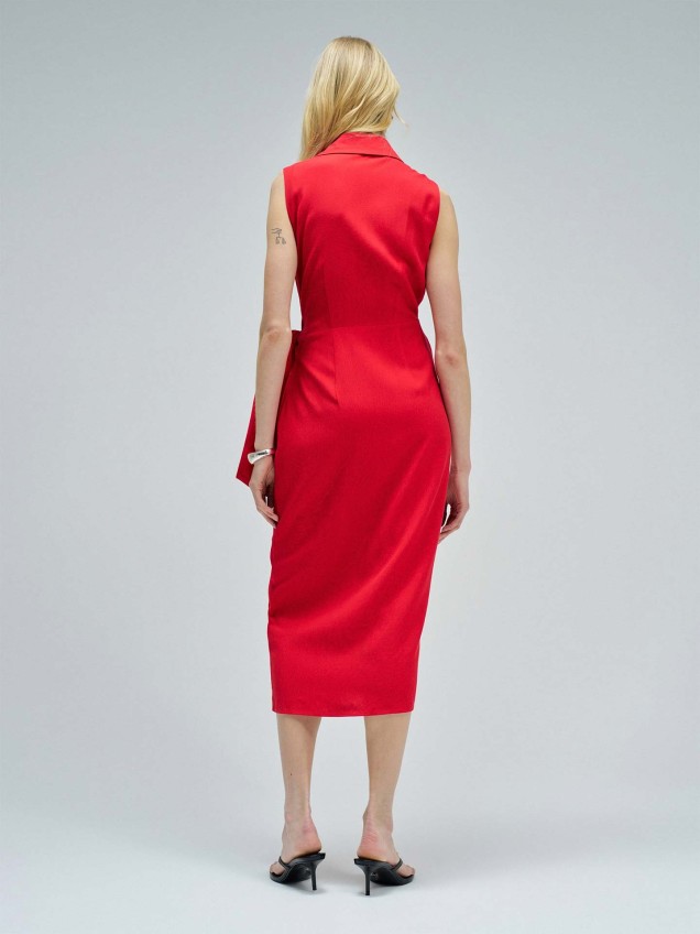 Vestido Midi com Trespasse Frontal