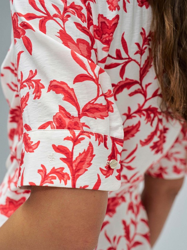 Vestido Camiseiro Midi com Padrão Floral