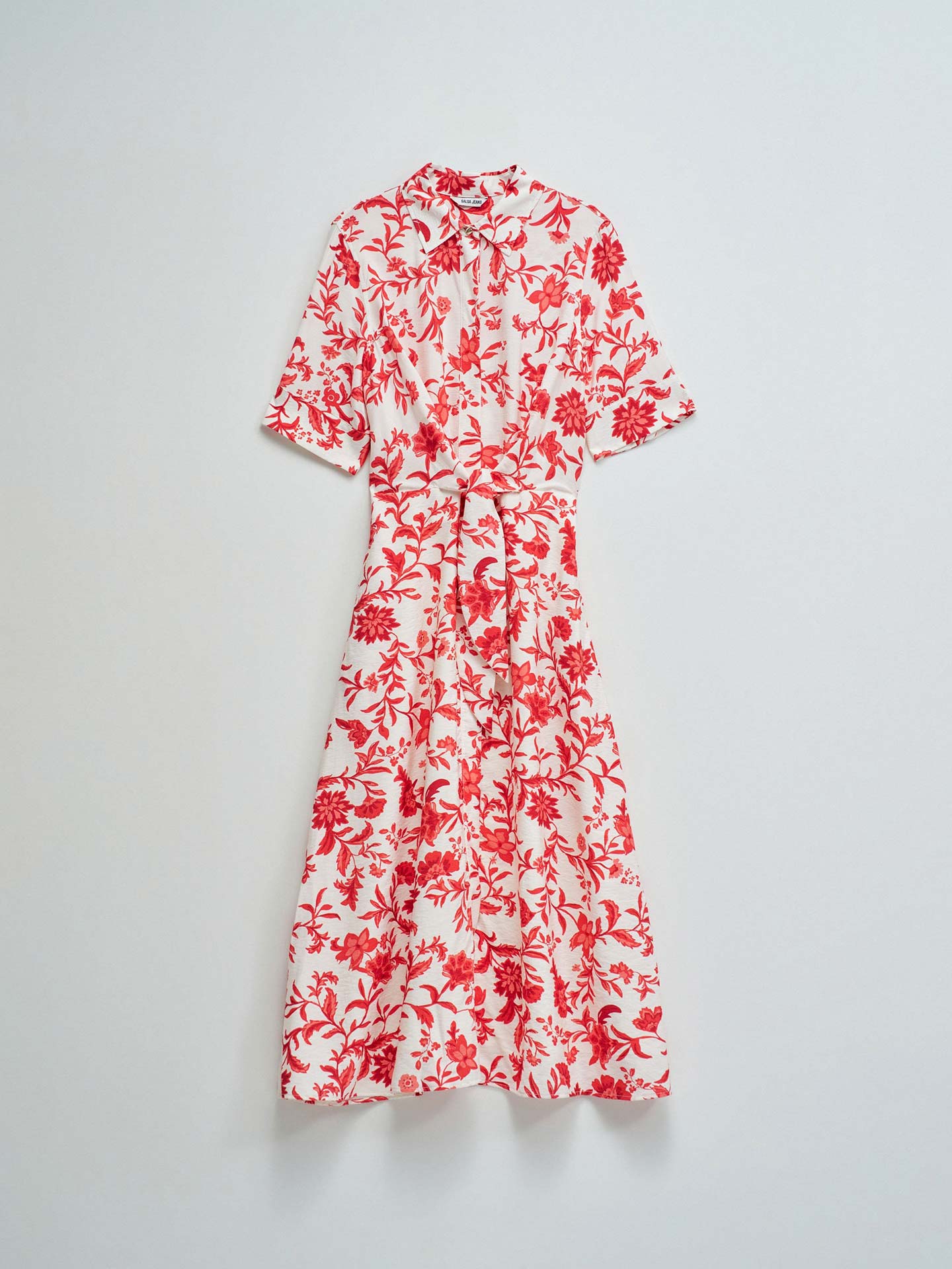 Vestido Camiseiro Midi com Padrão Floral