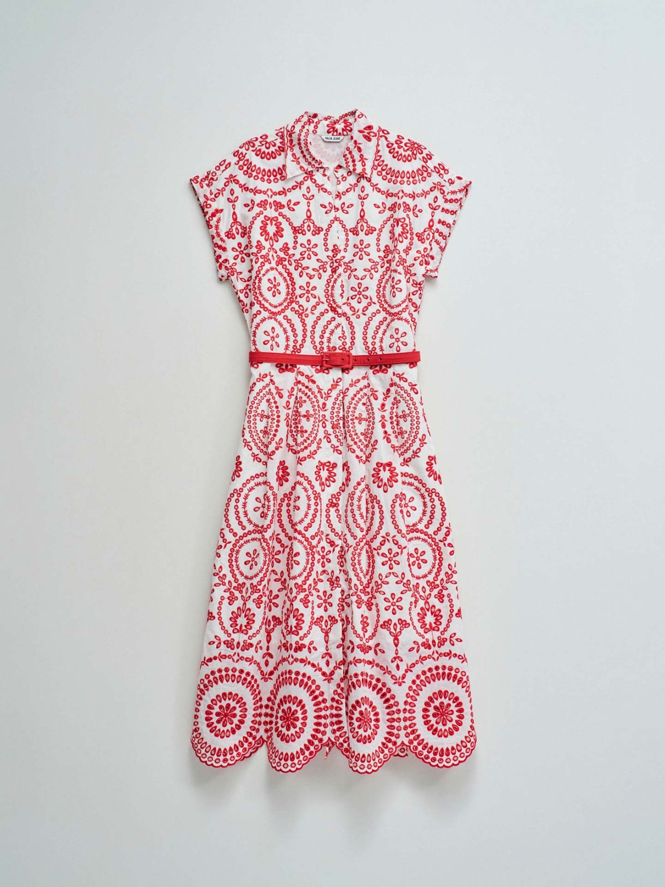 Vestido Camiseiro Midi em Bordado Ingl�s