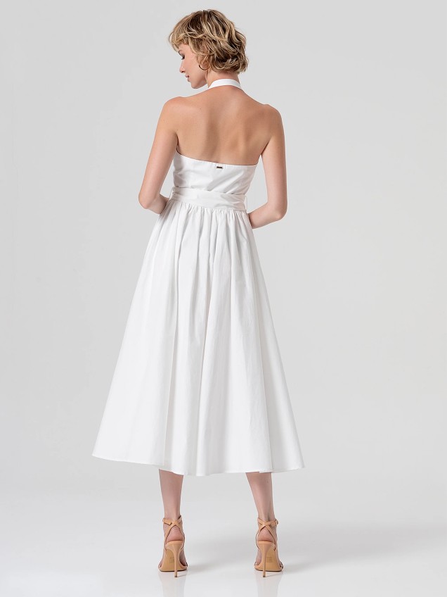 Vestido Midi em Popelina de Algodão