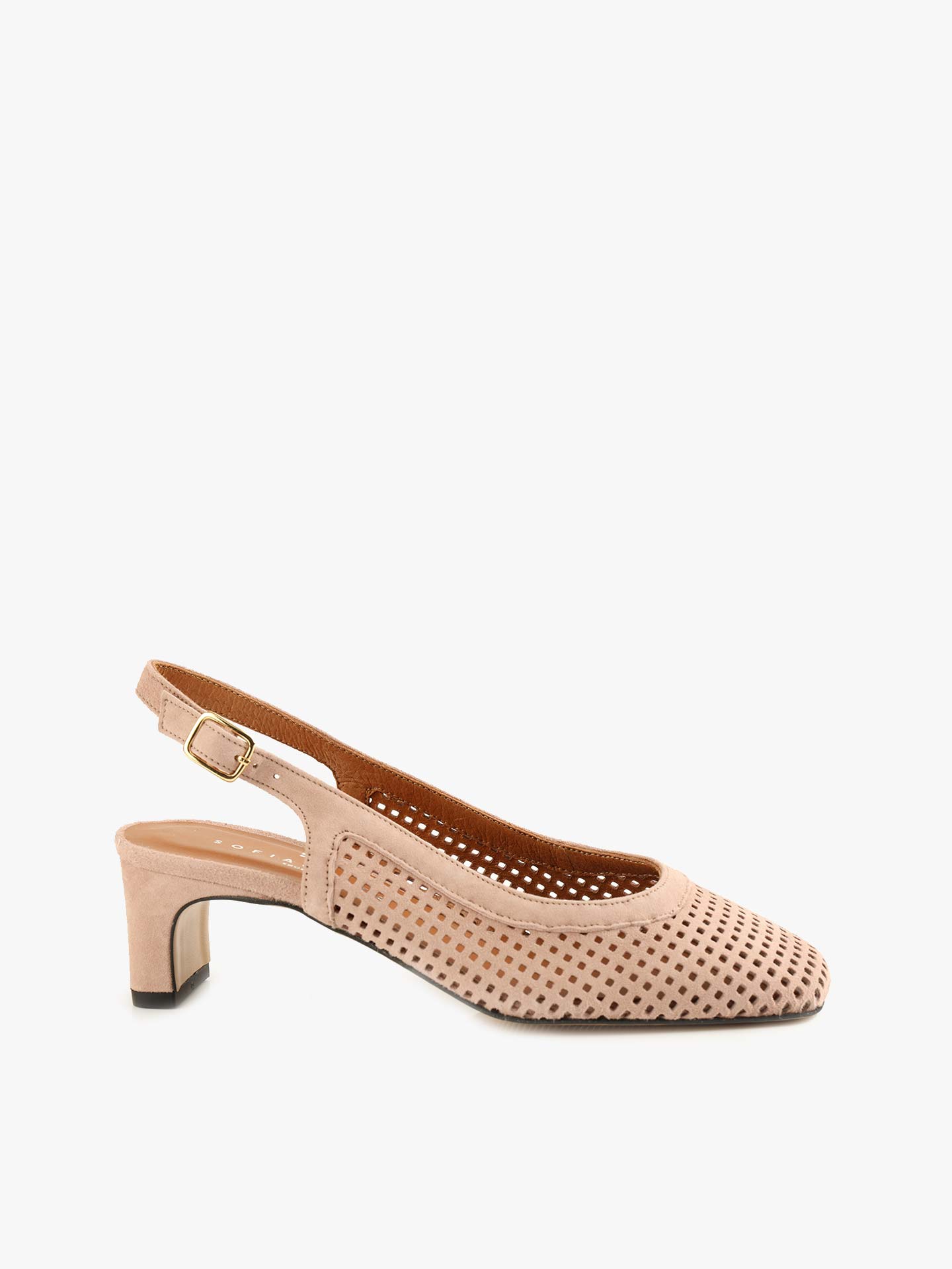 Sapato Slingback em Pele Perfurada